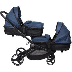 BabyGO Poussette Double Inline Twinner Blue