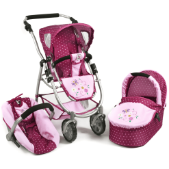 BAYER CHIC 2000 Poussette Combinée Poupée EMOTION ALL IN Pois Mauve