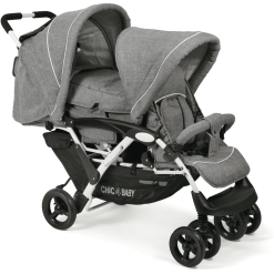 CHIC 4 BABY Poussette Double Inline DUO Melange Gris-blanc
