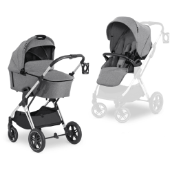 Hauck Poussette Duo Combinée 2en1 Vision X Set Argenté Mélange Gris
