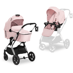 Hauck Poussette Duo Combinée 2en1 Vision X Set Argenté Mélange Rose