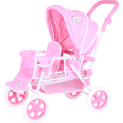 Knorr Toys® Poussette Pour Poupée Double Big Twin Princesse Blanc Rose