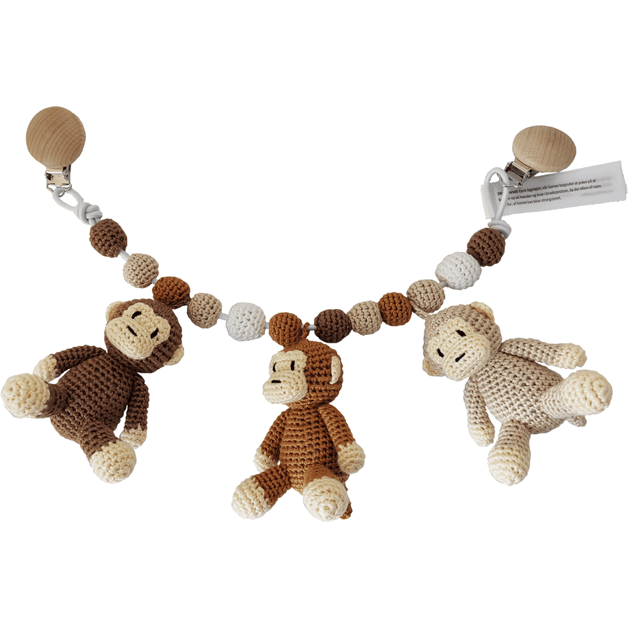 NatureZoo Of Denmark Chaîne De Poussette à Crochet Bande Singes 3 NatureZoo Of Denmark Chaîne De Poussette à Crochet Bande Singes