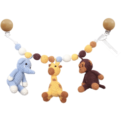 NatureZoo Of Denmark Chaîne De Poussette à Crochet Hibou Singe Girafe éléphant